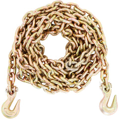 Transport Binder Chain, 220 kg Working Load Limit, 3/8'' x 20' G80 Tow Chain Tie Down with Grab Hooks, DOT Certified, Galvanized Coating Manganese Steel for Dock Factory Construction Site
