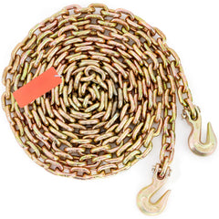 Transport Binder Chain, 220 kg Working Load Limit, 3/8'' x 20' G80 Tow Chain Tie Down with Grab Hooks, DOT Certified, Galvanized Coating Manganese Steel for Dock Factory Construction Site