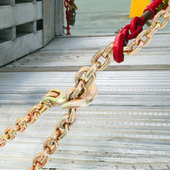 Transport Binder Chain, 220 kg Working Load Limit, 3/8'' x 20' G80 Tow Chain Tie Down with Grab Hooks, DOT Certified, Galvanized Coating Manganese Steel for Dock Factory Construction Site