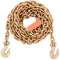 Transport Binder Chain, 2222 kg Working Load Limit, 5/16''x20' G80 Tow Chain Tie Down with Grab Hooks, DOT Certified, Galvanized Coating Manganese Steel for Dock Factory Construction Site, 2Pack