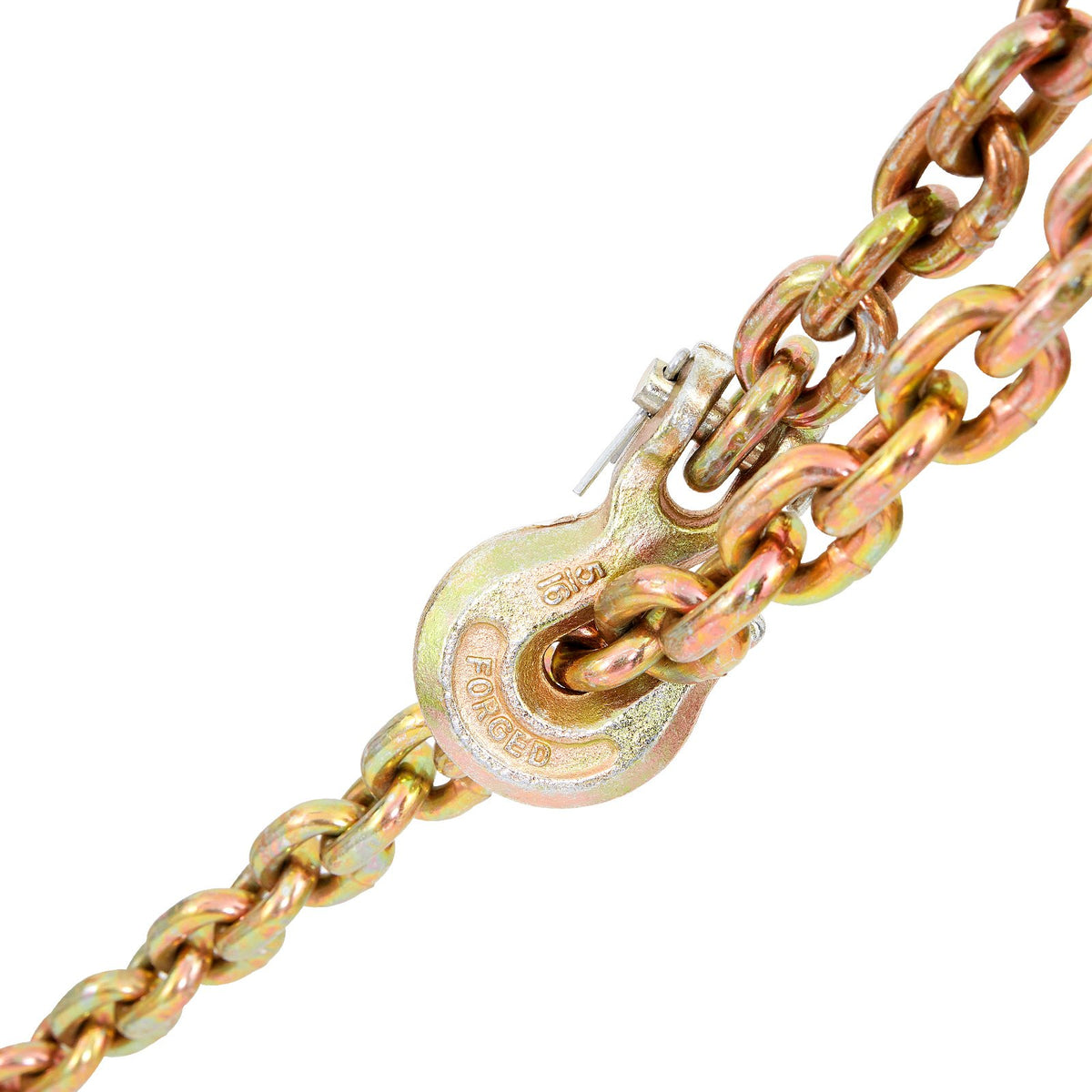 Transport Binder Chain, 2222 kg Working Load Limit, 5/16''x20' G80 Tow Chain Tie Down with Grab Hooks, DOT Certified, Galvanized Coating Manganese Steel for Dock Factory Construction Site, 2Pack