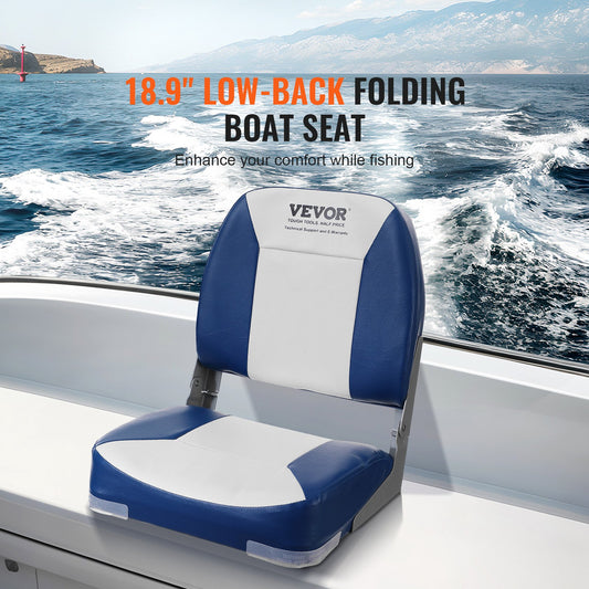 VEVOR Boat Seat Low Back Fold-Down Fishing Boat Chair with Sponge Padding 2 Pack