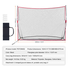 Golf Practice Hitting Net, Huge 10.8x7ft Golf Net, Personal Driving Range for Indoor Outdoor Use, Portable Home Golf Aid Net with Solid Fiberglass Frame and Carry Bag, Gift for Men, Golf Lover