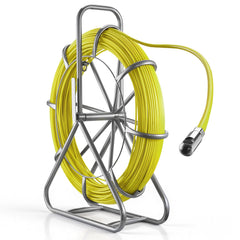Fish Tape Fiberglass, 152M 6.3MM, Duct Rodder Fishtape Wire Puller with Stand, Cable Running Rod with Locking Mechanism, Fishing Tools, for Walls Floor and Electrical Conduit, Non-Conductive