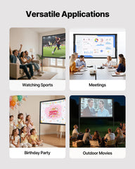 Projector Screen with Stand, 80 Inch 160° Wide Angle Indoor Outdoor Projection Screen, 16:9 4K HD Wrinkleless Portable Dual-Stand Screens with Carry Bag, for Movie Home Theater Presentation