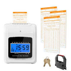 Punch Time Clock, Time Tracker Machine for Employees of Small Business, 6 Punches per Day, Time Clock Punch Machine Includes 102 Time Cards, 1 Ink Ribbon and 2 Security Keys