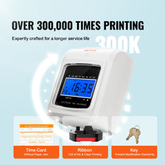 Punch Time Clock, Time Tracker Machine for Employees of Small Business, 6 Punches per Day, Time Clock Punch Machine Includes 102 Time Cards, 1 Ink Ribbon and 2 Security Keys