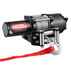 2041 kg Electric Winch, 12V DC ATV/UTV Winch with Φ6 mm x 12 m Steel Wire Rope, Wireless & Wired Remote Control, IP54 Waterproof, Roller Fairlead Mount Plate for Towing ATV UTV Off-Road