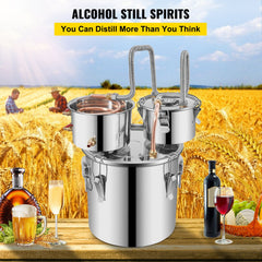 Moonshine Still 5 Gal 21L Stainless Steel Water Alcohol Distiller Copper Tube Home Brewing Kit Build-in Thermometer for DIY Whisky Wine Brandy, 5GAL, 3 pots