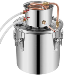 Moonshine Still 5 Gal 21L Stainless Steel Water Alcohol Distiller Copper Tube Home Brewing Kit Build-in Thermometer for DIY Whisky Wine Brandy, 5Gal, Silver