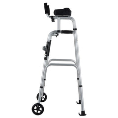 2 in 1 Folding Walker & Removable Armrests, Height Adjustable Foldable Walker with 5" Solid Wheels, Lightweight Aluminum | Front Wheeled Mobility Aid for Elderly Handicapped Disabled, 450 Pounds
