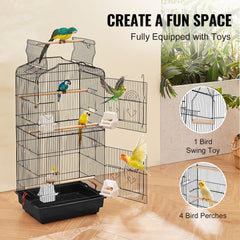 Bird Flight Cage 39 in Hanging Metal Parakeet Cage for Cockatiels Parrot