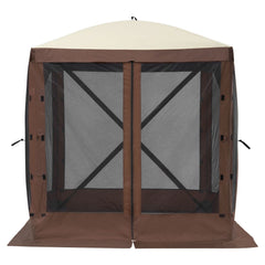 Pop Up Gazebo Tent, Pop-Up Screen Tent 4 Sided Canopy Sun Shelter with 4 Removable Privacy Wind Cloths & Mesh Windows, 6x6FT Quick Set Screen Tent with Mosquito Netting, Brown