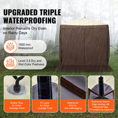 Pop Up Gazebo Tent, Pop-Up Screen Tent 4 Sided Canopy Sun Shelter with 4 Removable Privacy Wind Cloths & Mesh Windows, 6x6FT Quick Set Screen Tent with Mosquito Netting, Brown