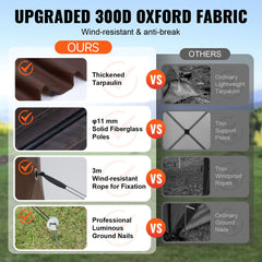 Pop Up Gazebo Tent, Pop-Up Screen Tent 4 Sided Canopy Sun Shelter with 4 Removable Privacy Wind Cloths & Mesh Windows, 6x6FT Quick Set Screen Tent with Mosquito Netting, Brown