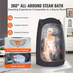 1000W Personal Steam Sauna Tent Loss Weight Detox Therapy Spa Compact, 800 x 800 x 1330 mm