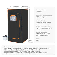 Portable Steam Sauna Tent Full Size 2000W Personal Sauna Blanket W/ Chair,880 x 880 x 1780 mm