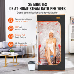 Portable Steam Sauna Tent Full Size 2000W Personal Sauna Blanket W/ Chair,880 x 880 x 1780 mm