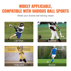 Folding Lacrosse Rebounder for Backyard, 3x8 Ft Volleyball Bounce Back Net, Pitchback Throwback Baseball Softball Return Training Screen, Adjustable Angle Shooting Practice Training Wall, Black