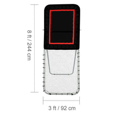 Folding Lacrosse Rebounder for Backyard, 3x8 Ft Volleyball Bounce Back Net, Pitchback Throwback Baseball Softball Return Training Screen, Adjustable Angle Shooting Practice Training Wall, Black