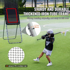 Folding Lacrosse Rebounder for Backyard, 3x8 Ft Volleyball Bounce Back Net, Pitchback Throwback Baseball Softball Return Training Screen, Adjustable Angle Shooting Practice Training Wall, Black