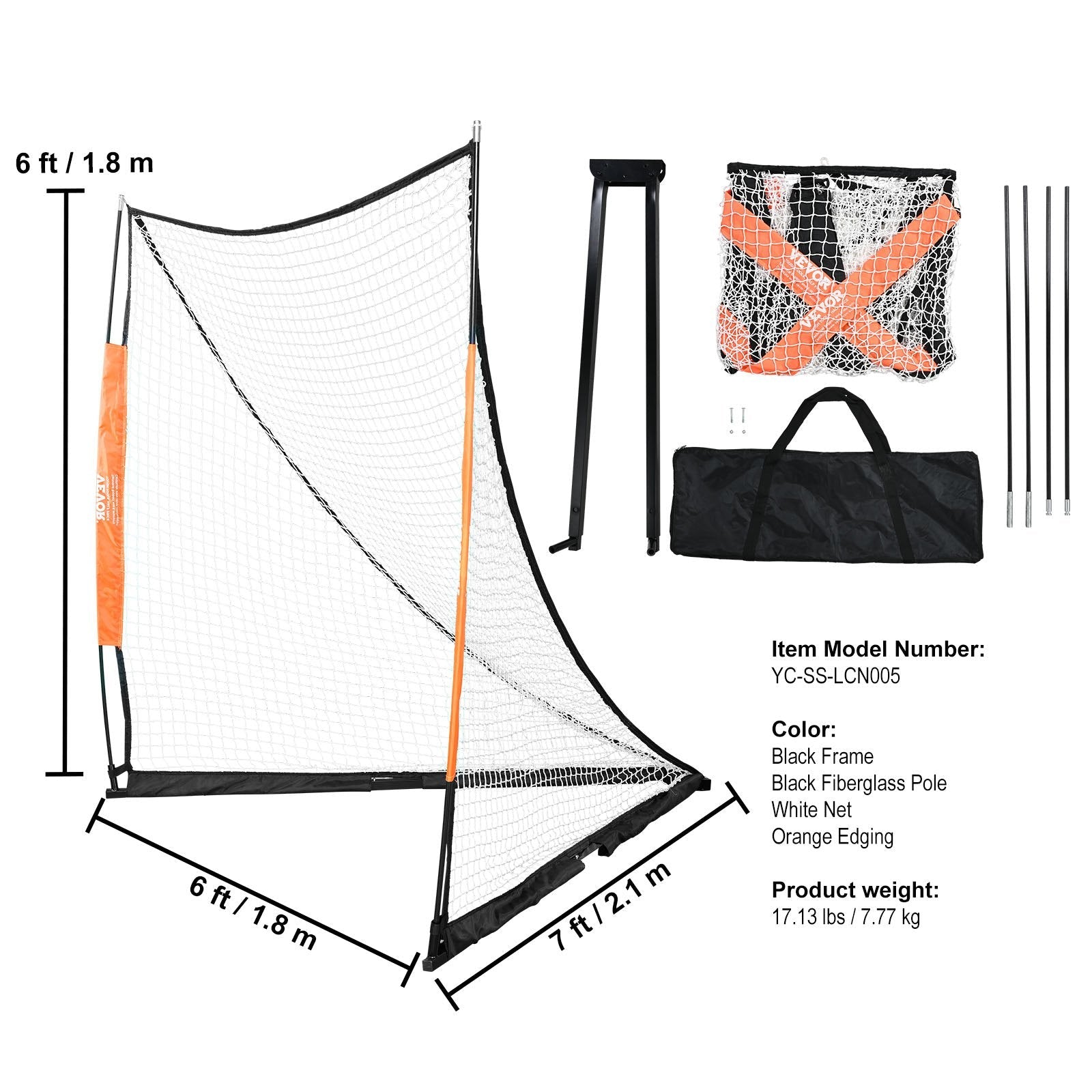 Vevor sports training net with stand and carrying bag on a white background