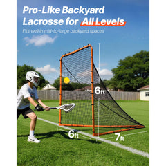 Lacrosse Goal, 1.8mx1.8m Lacrosse Net, Folding Portable Backyard Lacrosse Training Equipment, Steel Frame Training Net, Quick & Easy Setup Lacrosse Goal, Perfect for Youth Adult Training, Orange
