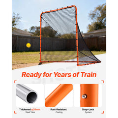 Lacrosse Goal, 1.8mx1.8m Lacrosse Net, Folding Portable Backyard Lacrosse Training Equipment, Steel Frame Training Net, Quick & Easy Setup Lacrosse Goal, Perfect for Youth Adult Training, Orange