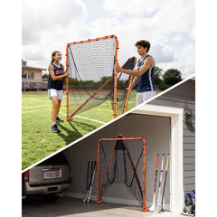 Lacrosse Goal, 1.8mx1.8m Lacrosse Net, Folding Portable Backyard Lacrosse Training Equipment, Steel Frame Training Net, Quick & Easy Setup Lacrosse Goal, Perfect for Youth Adult Training, Orange