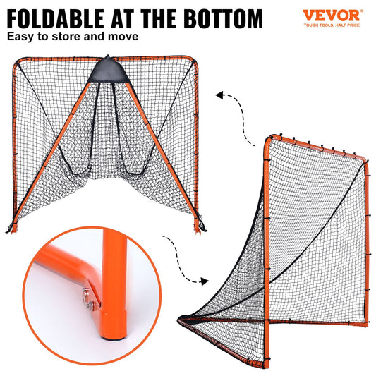 Lacrosse Goal, 1.8mx1.8m Lacrosse Net, Folding Portable Backyard Lacrosse Training Equipment, Steel Frame Training Net, Quick & Easy Setup Lacrosse Goal, Perfect for Youth Adult Training, Orange