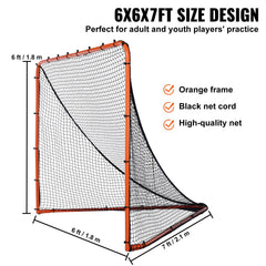 Lacrosse Goal, 1.8mx1.8m Lacrosse Net, Folding Portable Backyard Lacrosse Training Equipment, Steel Frame Training Net, Quick & Easy Setup Lacrosse Goal, Perfect for Youth Adult Training, Orange