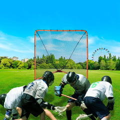 Lacrosse Goal, 1.8mx1.8m Lacrosse Net, Folding Portable Backyard Lacrosse Training Equipment, Steel Frame Training Net, Quick & Easy Setup Lacrosse Goal, Perfect for Youth Adult Training, Orange