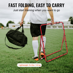 Soccer Rebounder Rebound Net, Kick-Back 100x100 cm, Portable Football Training Gifts, Fully Adjustable Angles Goal Net, Aids & Equipment for Kids Teens & All Ages, Easy Set Up & Perfect Storage