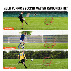 Soccer Rebounder Rebound Net, Kick-Back 100x100 cm, Portable Football Training Gifts, Fully Adjustable Angles Goal Net, Aids & Equipment for Kids Teens & All Ages, Easy Set Up & Perfect Storage