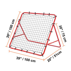 Soccer Rebounder Rebound Net, Kick-Back 100x100 cm, Portable Football Training Gifts, Fully Adjustable Angles Goal Net, Aids & Equipment for Kids Teens & All Ages, Easy Set Up & Perfect Storage