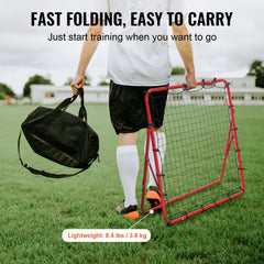 Soccer Rebounder Rebound Net, Kick-Back 100x100 cm, Portable Football Training Gifts, Fully Adjustable Angles Goal Net, Aids & Equipment for Kids Teens & All Ages, Easy Set Up & Perfect Storage