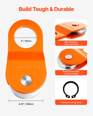 10 Ton Recovery Winch Snatch Block 22,000 lbs Capacity Off Road ATV UTV