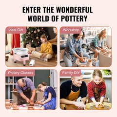 Pottery Wheel, 10 inch Pottery Forming Machine, 350W Electric Wheel for Pottery with Foot Pedal and LCD Touch Screen, Direct Drive Ceramic Wheel with 3 Support Legs for DIY Art Craft, Pink