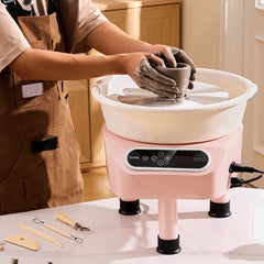 Pottery Wheel, 10 inch Pottery Forming Machine, 350W Electric Wheel for Pottery with Foot Pedal and LCD Touch Screen, Direct Drive Ceramic Wheel with 3 Support Legs for DIY Art Craft, Pink