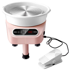 Pottery Wheel, 10 inch Pottery Forming Machine, 350W Electric Wheel for Pottery with Foot Pedal and LCD Touch Screen, Direct Drive Ceramic Wheel with 3 Support Legs for DIY Art Craft, Pink