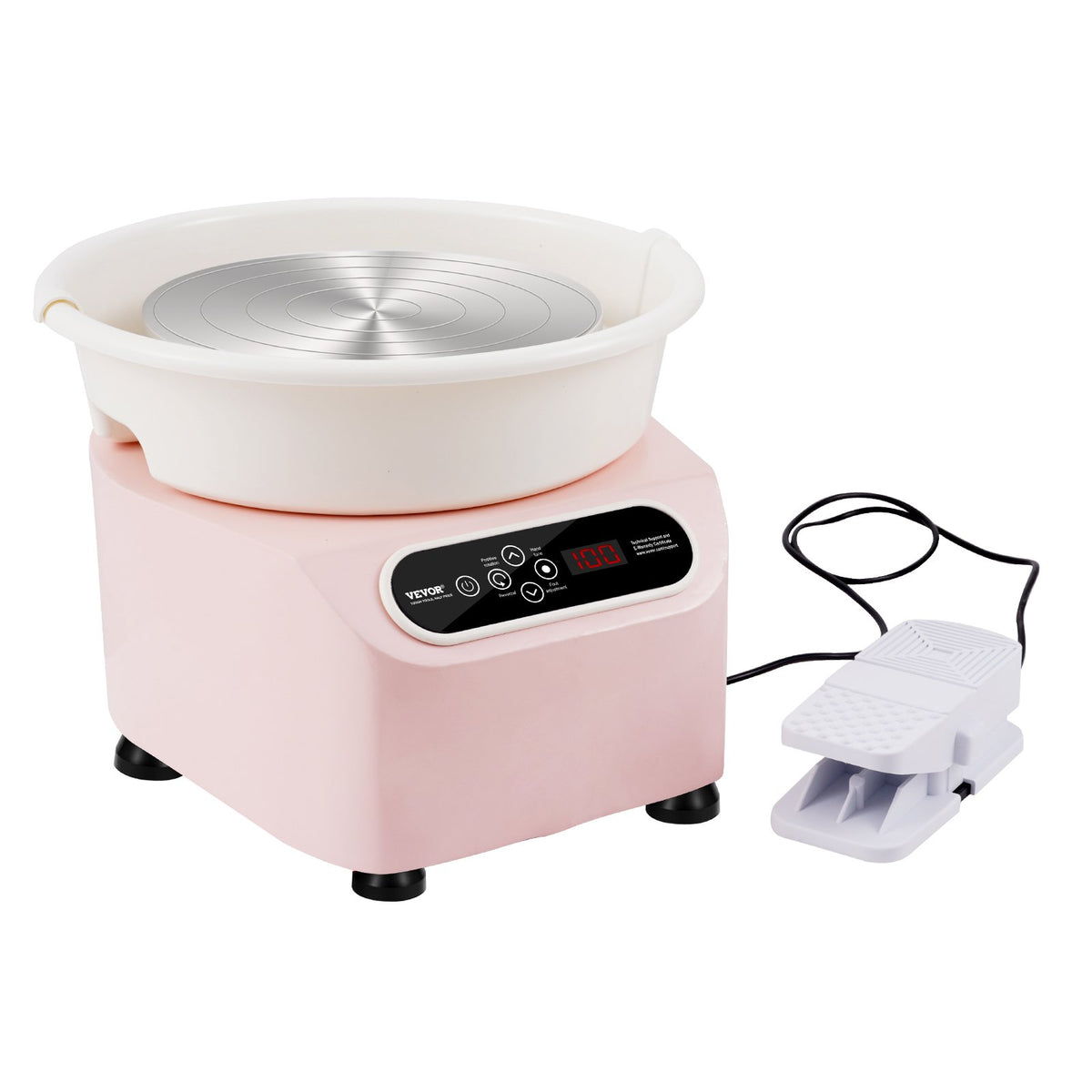 Pottery Wheel, 10 inch Pottery Forming Machine, 350W Electric Wheel for Pottery with Foot Pedal and LCD Touch Screen, Direct Drive Ceramic Wheel with Shaping Tools for DIY Art Craft, Pink
