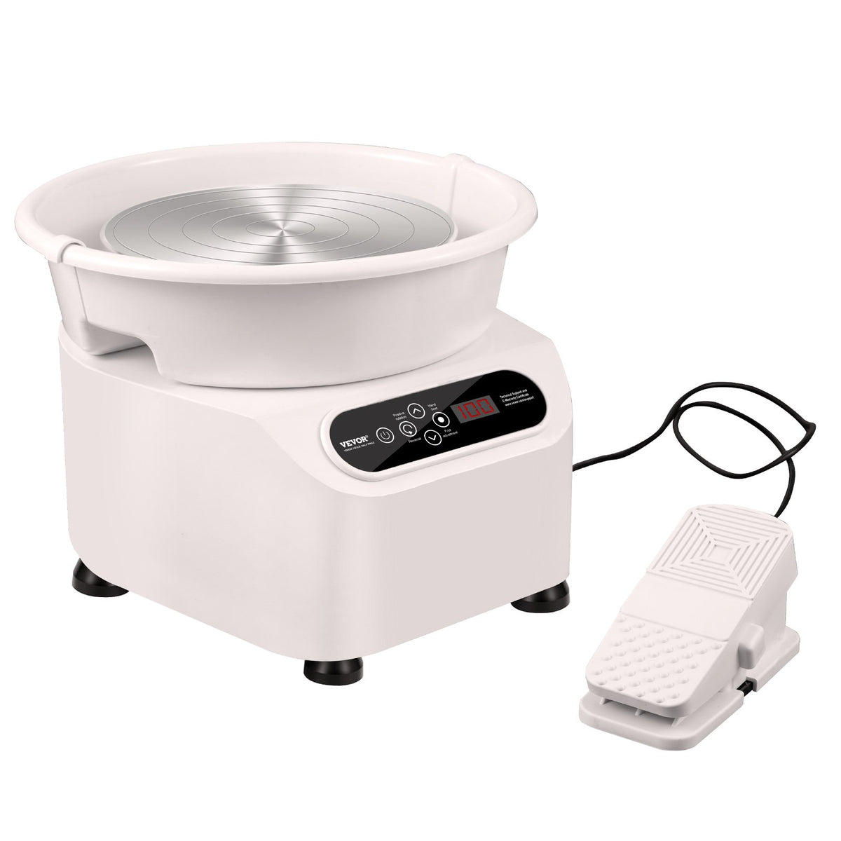 Pottery Wheel, 10 inch Pottery Forming Machine, 350W Electric Wheel for Pottery with Foot Pedal and LCD Touch Screen, Direct Drive Ceramic Wheel with Shaping Tools for DIY Art Craft, White