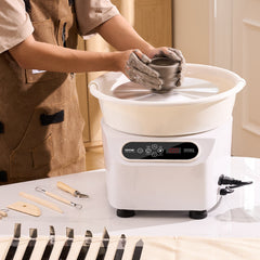 Pottery Wheel, 11 inch Pottery Forming Machine, 350W Electric Wheel for Pottery with Foot Pedal and LCD Touch Screen, Direct Drive Ceramic Wheel with Shaping Tools for DIY Art Craft, White