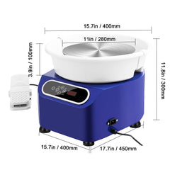 Pottery Wheel, 11 inch Pottery Forming Machine, 450W Electric Wheel for Pottery with Foot Pedal and LCD Touch Screen, Direct Drive Ceramic Wheel with Shaping Tools for DIY Art Craft, Blue