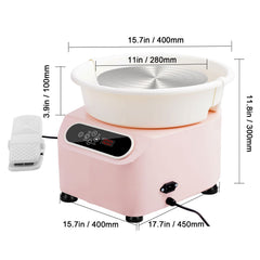 Pottery Wheel, 11 inch Pottery Forming Machine, 450W Electric Wheel for Pottery with Foot Pedal and LCD Touch Screen, Direct Drive Ceramic Wheel with Shaping Tools for DIY Art Craft, Pink