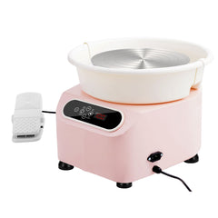 Pottery Wheel, 11 inch Pottery Forming Machine, 450W Electric Wheel for Pottery with Foot Pedal and LCD Touch Screen, Direct Drive Ceramic Wheel with Shaping Tools for DIY Art Craft, Pink