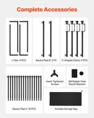 VEVOR Over The Table Rod Stand with Clamps, 13"-42" Tall & 28"-98" Length Adjustable, 2 Packs Table Arch Stand, Tabletop Balloon Arch Frame for Wedding Birthday Party Christmas Decorations, Black