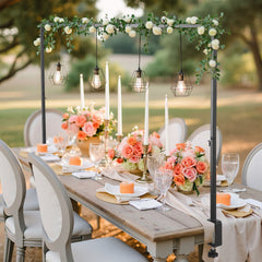 VEVOR Over The Table Rod Stand with Clamps, 13"-42" Tall & 28"-98" Length Adjustable, 2 Packs Table Arch Stand, Tabletop Balloon Arch Frame for Wedding Birthday Party Christmas Decorations, Black