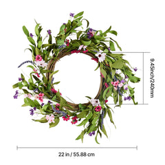 Artificial Decorative Wreath 55.88 cm Pink Green with Daisies Year Round