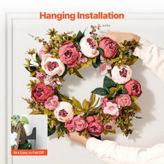 Artificial Decorative Wreath 48.26 cm Pink Peonies Hydrangeas Year Round